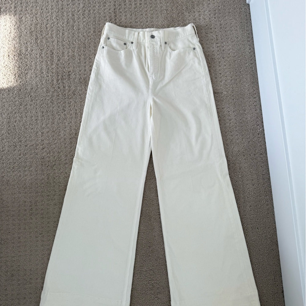 J. Crew Off-White Wide Leg Corduroy Pants